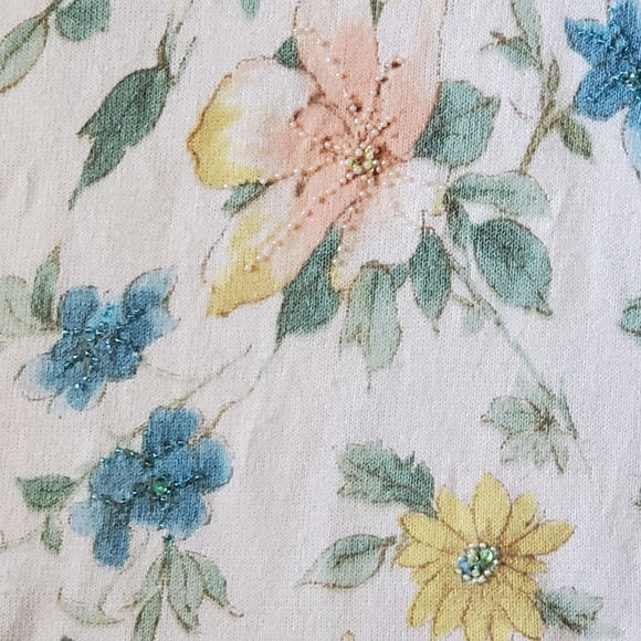 Crop Beaded Sequined Vintage Sweater 90's Florals - Picture 5 of 7